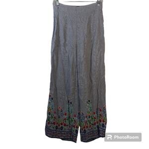 Shein Striped Floral Wide Leg Cropped Pants Size M